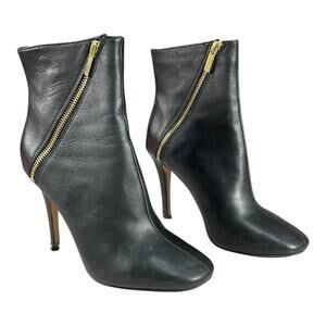 Vintage Victorias Secret Leather Dual Zipper Black Bootie Used Size 8 Half Boot